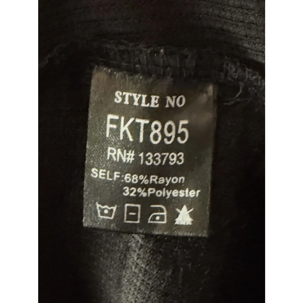 POL Waffle Knit Henley Top Women’s Large Black Contrast Collar Snap Side - Picture 5 of 5